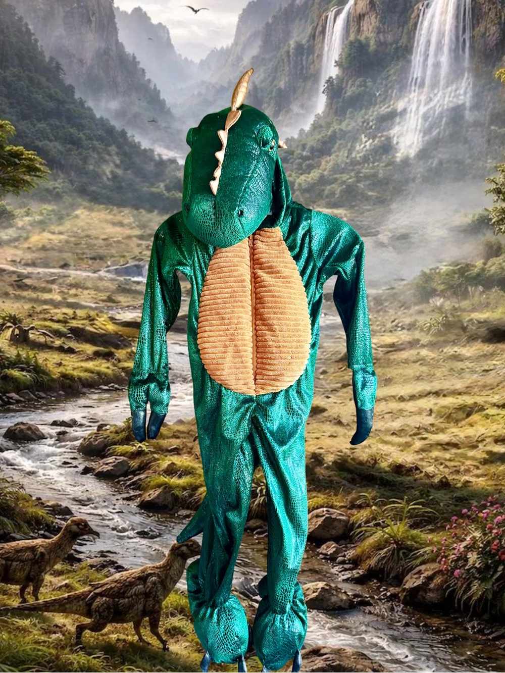 Dream Play Imagine Green Dinosaur Reptile Costume with Tan Belly Size 5 Toddler
